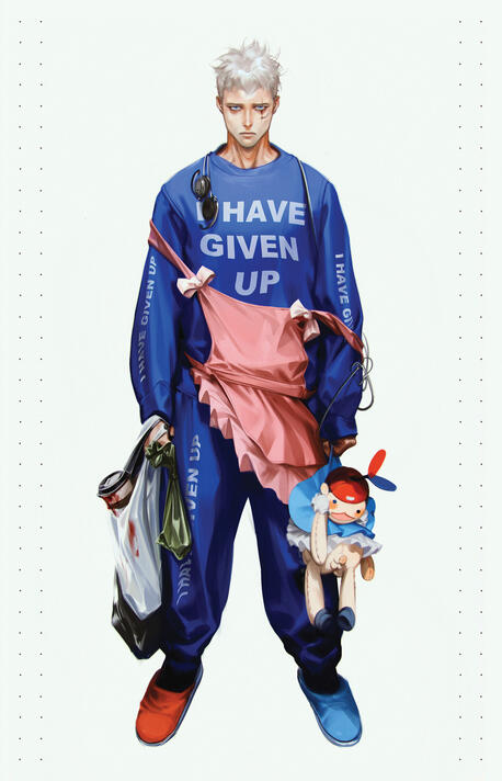 The cover illustration of an art booklet I released at a convention. The title of the booklet is "I have given up".