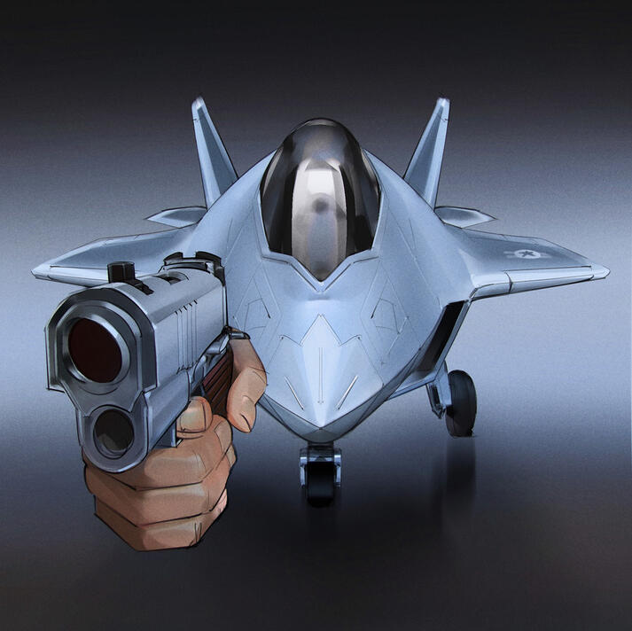 raptor with gun