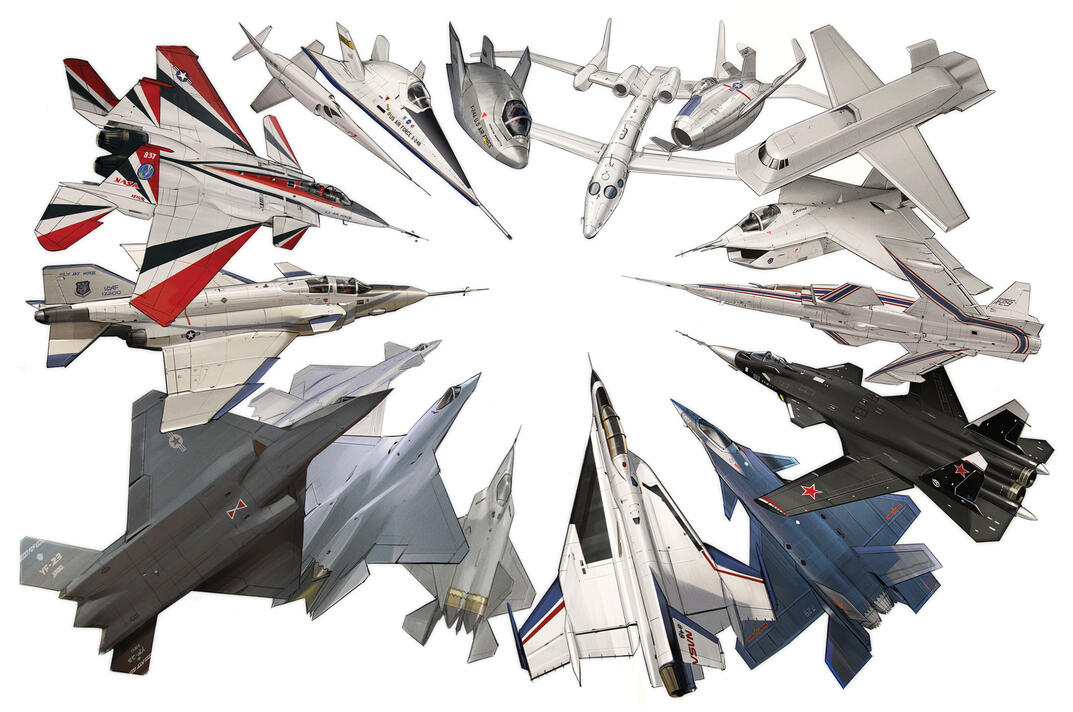 Some of my favorite experimental planes scheming in a circle