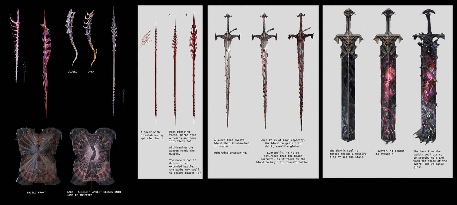 Darkin living/corrupted weapon exploratory concepts.