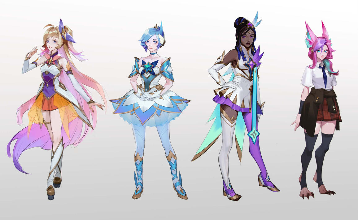Character cinematic concepts for Riot Games&#39; Star Guardian animated VLog shorts, &quot;New Dreams&quot;.