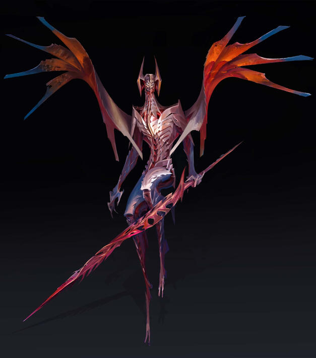 Aatrox exploratory design, drawn when trying to develop the Darkin faction in League of Legends lore.